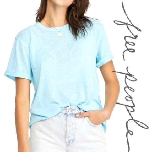 Free People Tops - We The Free Cassidy Tee Aqua Bloom Size M NWT